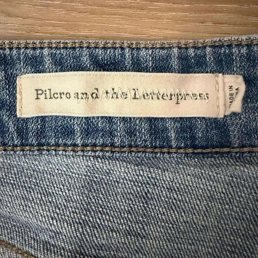 Pilcro Anthropologie Letterpress Slim Boyfriend Denim Jean Shorts Sz 31 Mid Rise - Picture 6 of 9